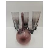 9.5" Amethyst Vase & Drinking Glasses