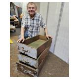 3 VTG Wooden Boxes w Handles 28"l x16 x 6 -7"h