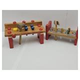 2 VTG  PlaSkool Toy Workbenches