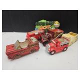 Fire Engine Planters, MCM Fire Chalkware +