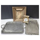 VTG Lighted Jesus PIcture, Trays, Alarm Clock