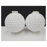 2  Antique Glass Hobnail Lightning Rod Balls