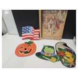 5 Metal Signs, Pumpkin, Irish, Flag & Grape Nuts