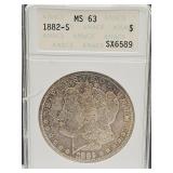 Graded 1882 S  MS63 Morgan Silver Dollar Coin