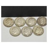 7 Silver Roosevelt DImes Coins See Dates