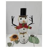 Metal Snowman 22.5" h Metal Flower & Pumpkin