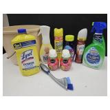Mop Bucket w Lot of Cleaners, Mostley Full