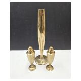 Dirigold shakers & 9.5"T Vase Brass