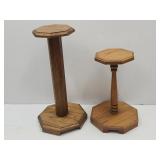 2 Oak Plant Stands 15" & 20" High