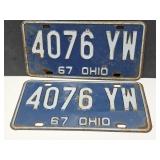 BLUE Set 1967 Embossed License Plates