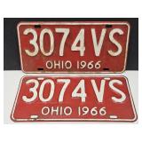 RED Set  1966 OHIO Embossed License Plates