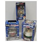 2  M&M Snow Globes & 1 Pk M&M Ornaments