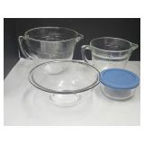 4 Cup & 8 Cup Measurers Anchor Hocking, Pyrex Bowl