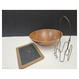 13.5 w Wood Bowl,  10.5" Chalkboards & Candle Bask