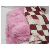 Soft PInk Blanket 59 X 49 & Afghan 46 X 49"