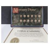 With COA Mercury Dime Collection 1934 - 1945