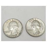 2 Silver Quarters 1964