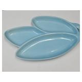 VTG rare USA Pottery Aqua Leaf Serving Try