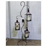 39" h New Metal tree with 3 LED Plastic Lanterns
