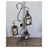 39" h New Metal Tree with 3 Plastic Lanterns