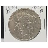 1934 D Peace Dollar Coin