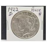 1922 D Silver Peace Dollar Coin