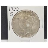 1922 S Silver Peace Dollar Coin