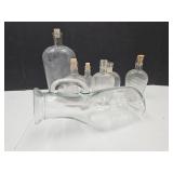 VTG liquire bottles, glass flask, relief bottle