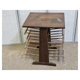 MCM Wooden Side Table Magazine Rack 18 x16 x 23"h