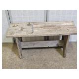 Wood Bench with American Flag Decor 28" x 9" x 14"