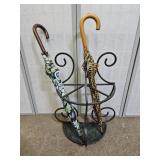 Wrought Iron Umbrella Stand  with Umbrellas