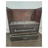 Vtg 2 pcs Wood 2 Drawer Tool Chest  21 x 11 x 23"