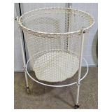 Vintage Metal Rolling Laundry Basket  20.5 x 27.5