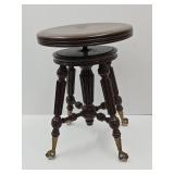 Antique ADJ Piano Stool  w Claw Feet & Marbles