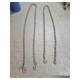 Two Log Chains 11 & 12 ft Long 3 Hooks Total
