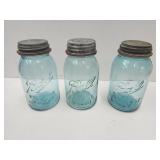 3 Ball Jars w Zinc Lids  Qt Size