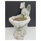 Concrete Dragon Birdbath 9.5" w x 19" Garden Decor