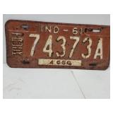 VTG Indiana Embossed 1961 License Plate
