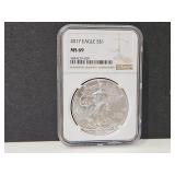 Graded MS 69 2017 Silver Eagle 1 Oz .999