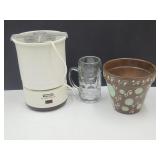 Waring Ice Cream Maker w Planter & Lg Beer Mug