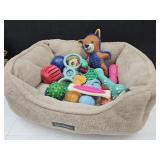 PET Bed 16"w & LOTS of Dog Toys