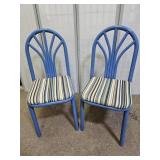 2 Blue Metal Chairs