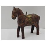 VTG Wood + Brass Horse Hand Carved 7 1/2"