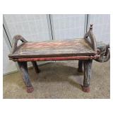 VTG  Wood Carved Elephant Bench Total L 29" L