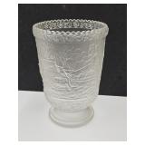 Fenton Clear Satin Log Cabin Vase 6.5