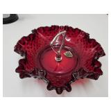Fenton Red Hobnail Ruffled 7.5"