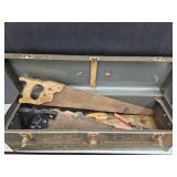 2 Toolboxes with Hand Saws