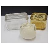 Vintage Refrigerated Dishes w Lids & Hall Creamer