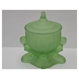 Art Deco Nude Satin Powder Jar w Crack
