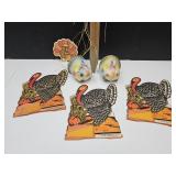 3 VTG Beistle Centerpiece Die Cut Turkey Honeycom+